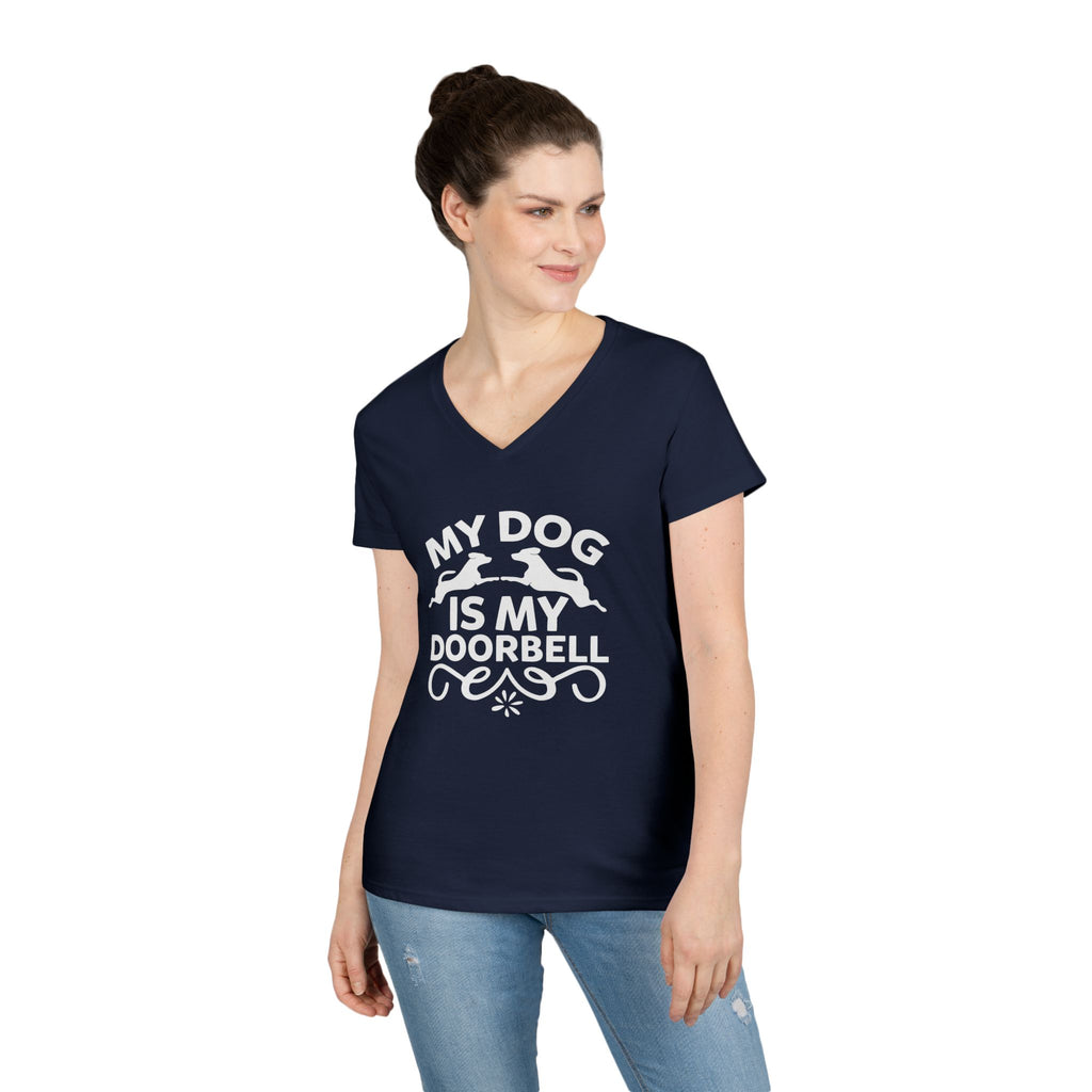 "My Dog Is My Doorbell" Women's V-Neck Tee