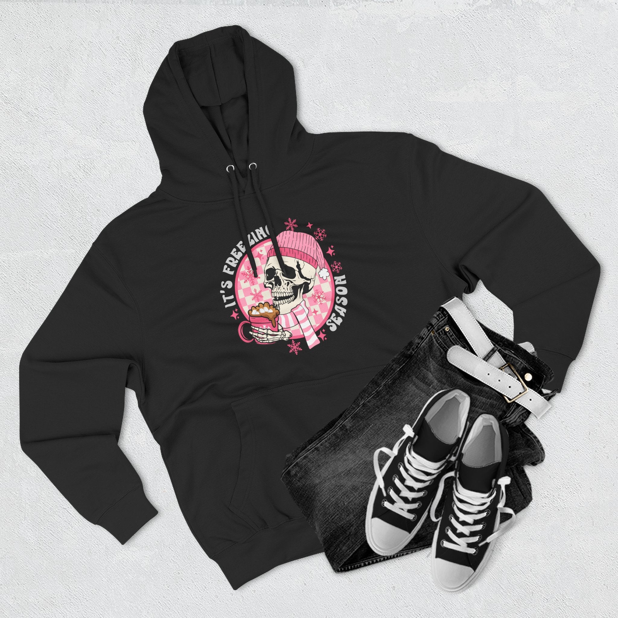 'It's Freezing Season' Hoodie with Skull & Plaid
