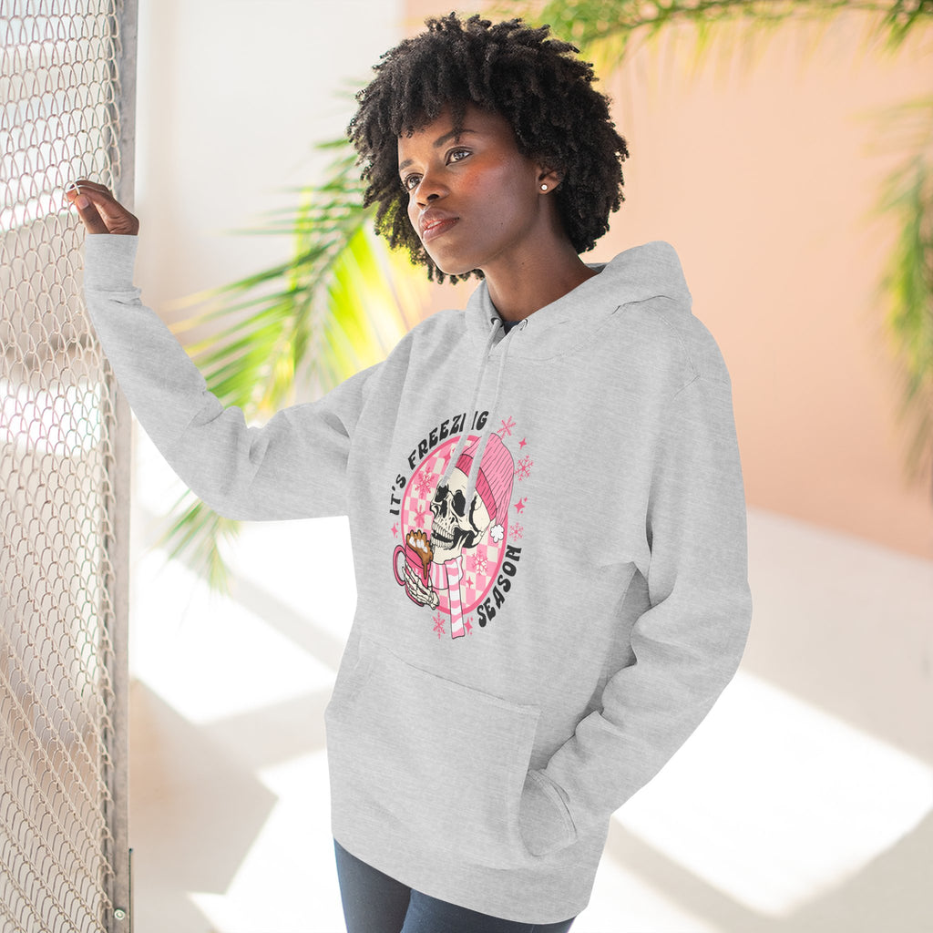 'It's Freezing Season' Hoodie with Skull & Plaid