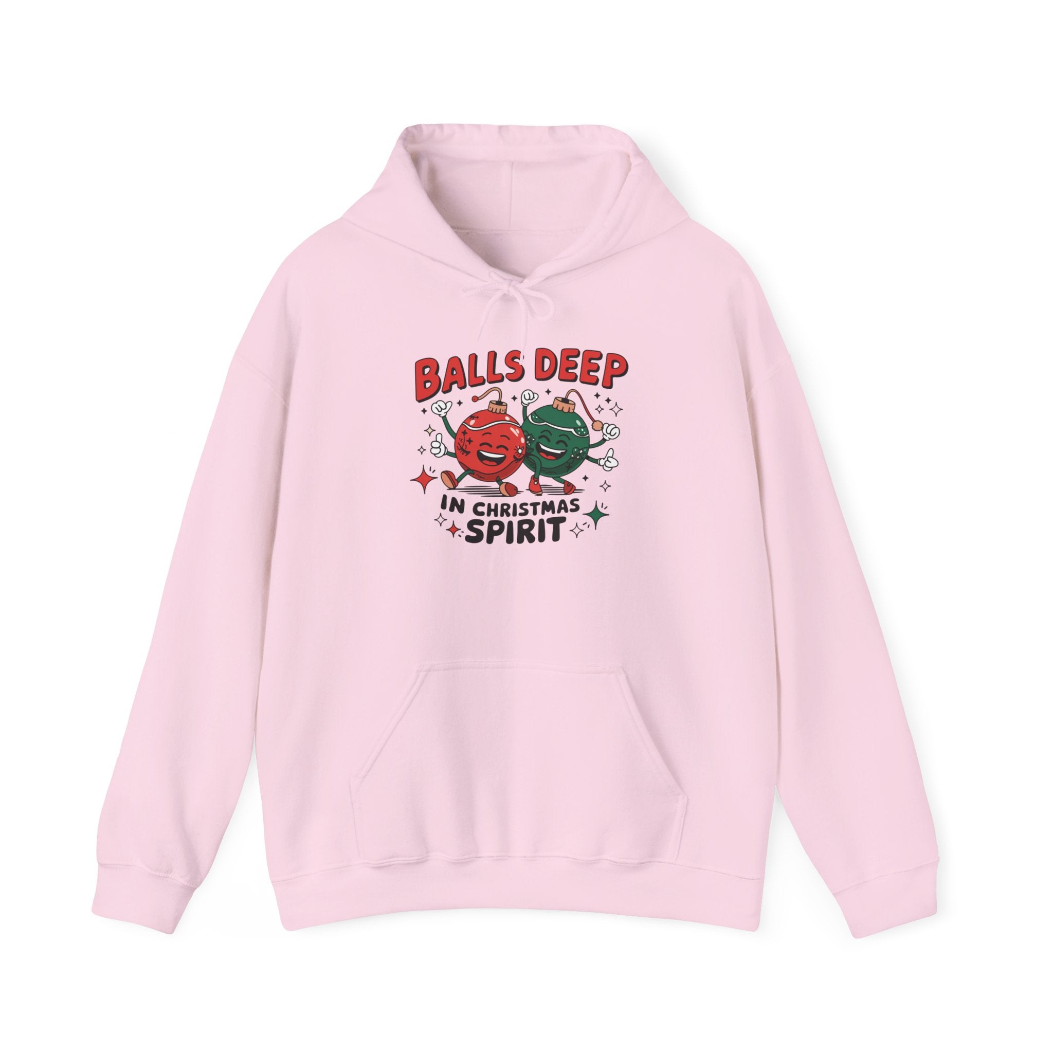 "Balls Deep in Christmas Spirit" Funny Holiday Hoodie