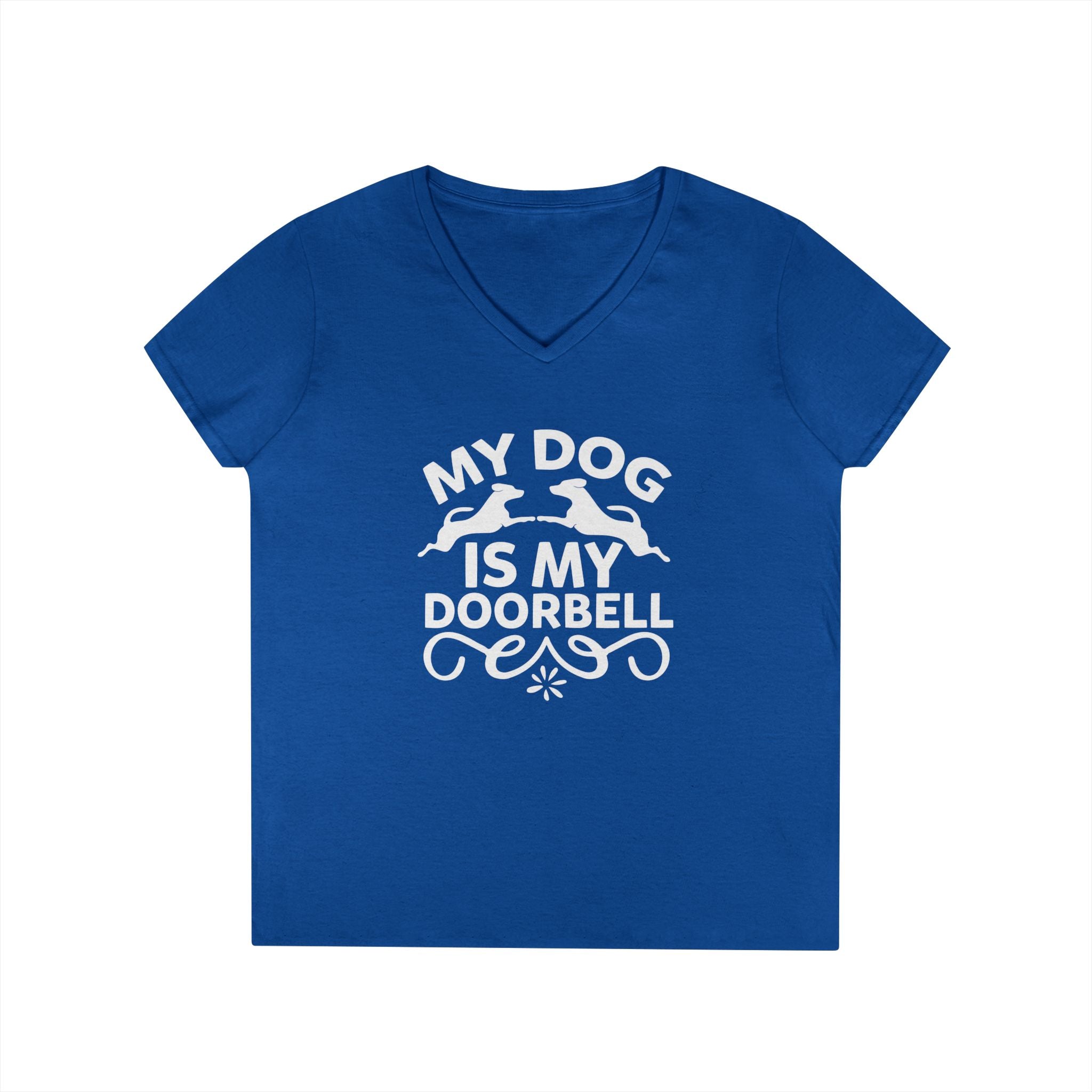 "My Dog Is My Doorbell" Women's V-Neck Tee