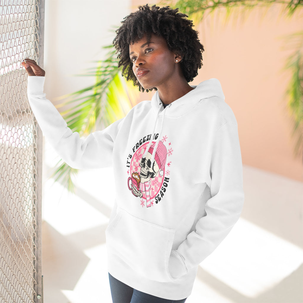 'It's Freezing Season' Hoodie with Skull & Plaid