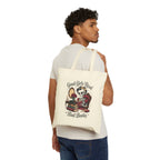 “Good Girls Read Bad Books” Skeleton Reader Canvas Tote