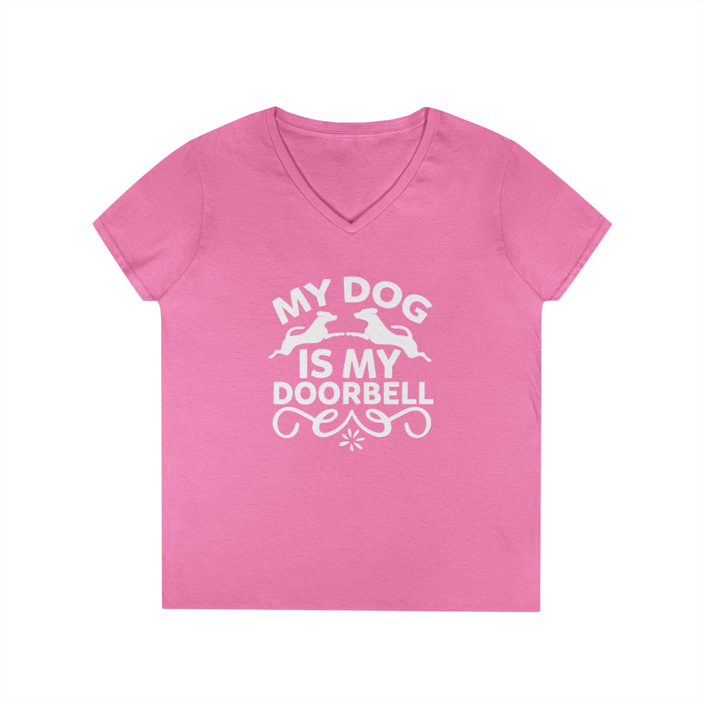 "My Dog Is My Doorbell" Women's V-Neck Tee