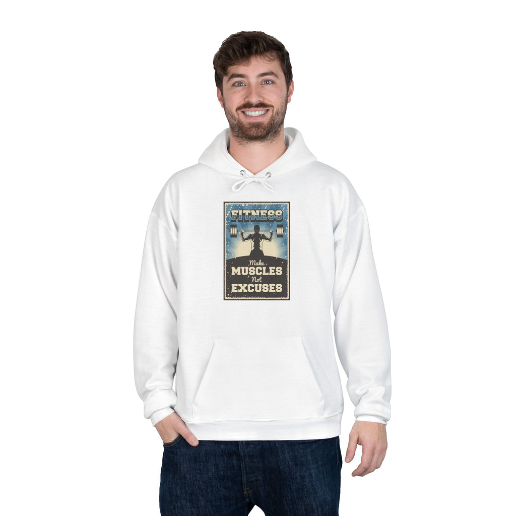 "No Muscles, No Excuses" Vintage Fitness Hoodie