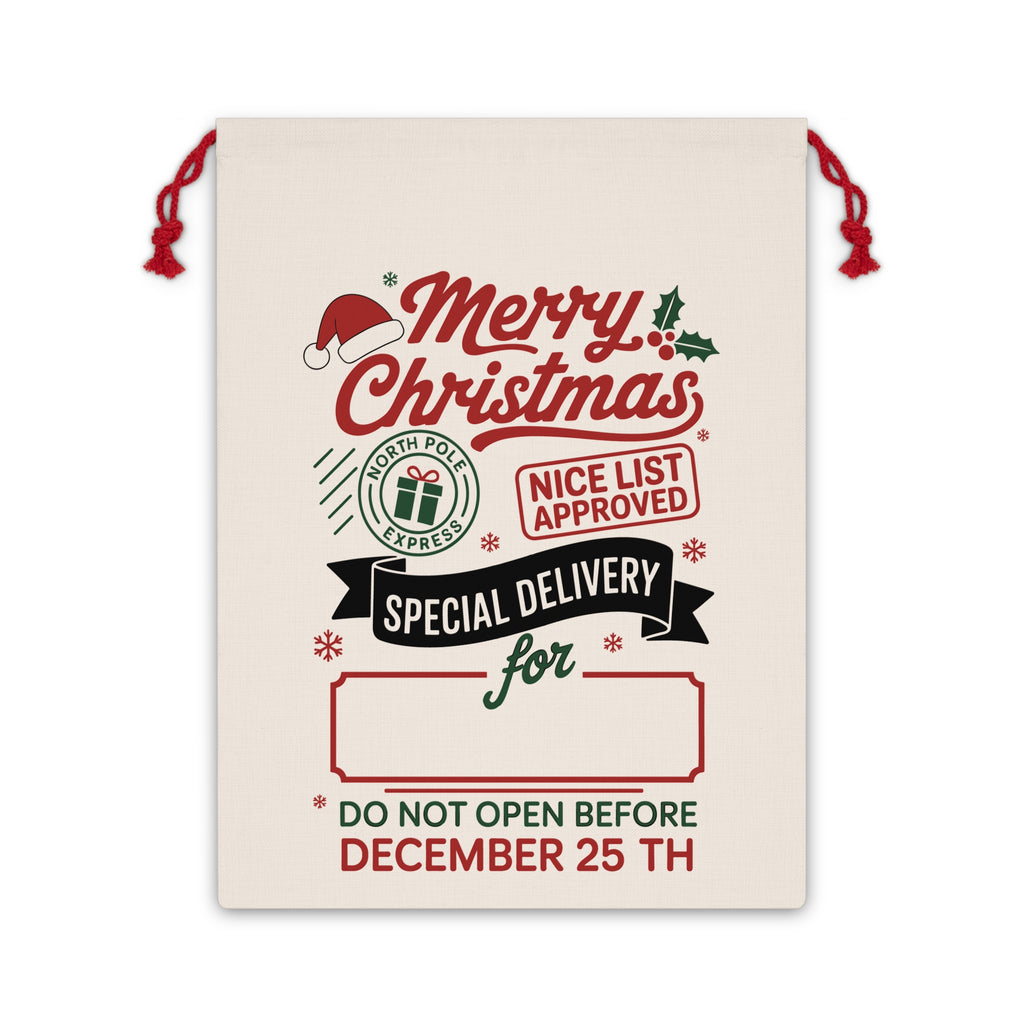 "Special Delivery" Christmas Gift Bag — Personalized Santa Sack
