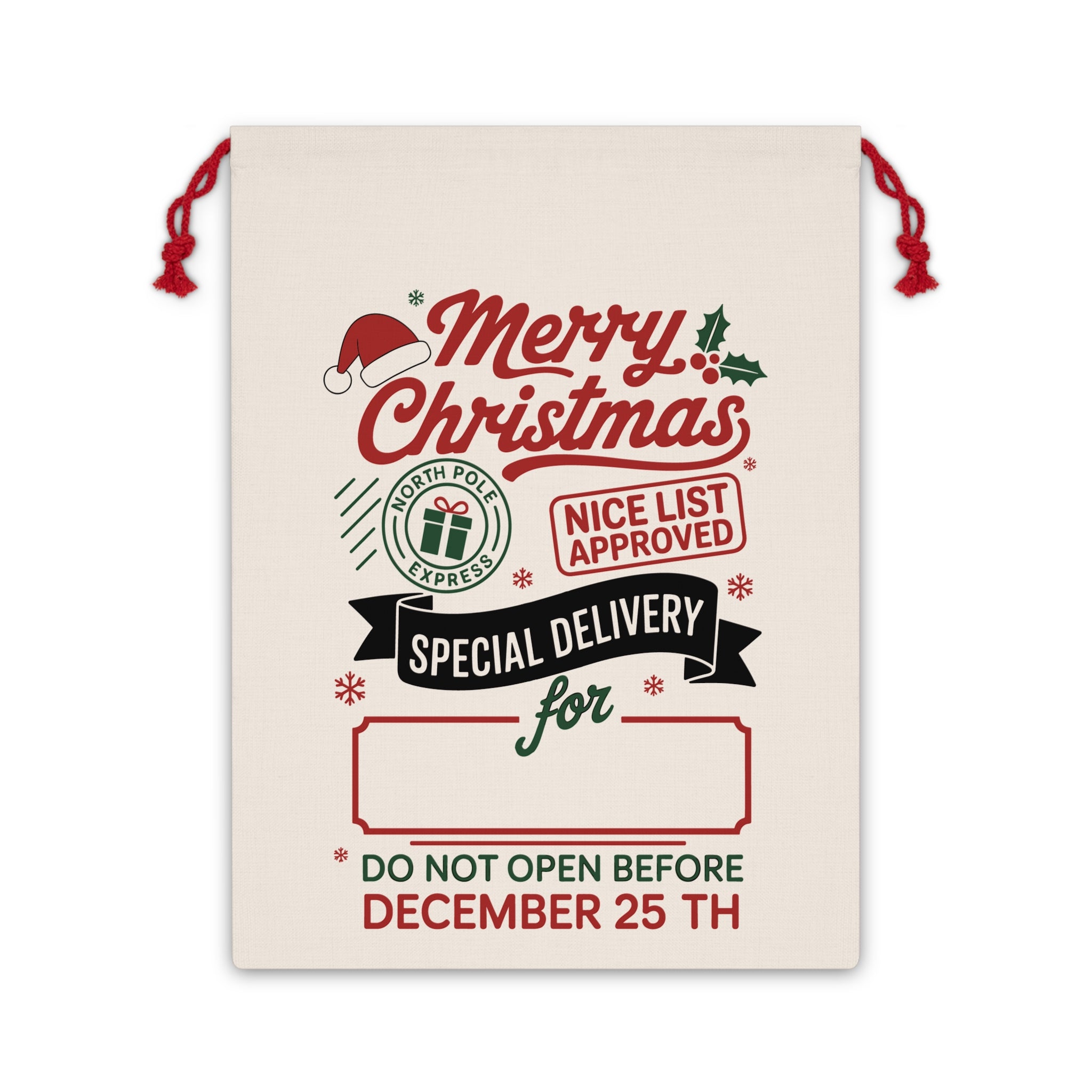 "Special Delivery" Christmas Gift Bag — Personalized Santa Sack