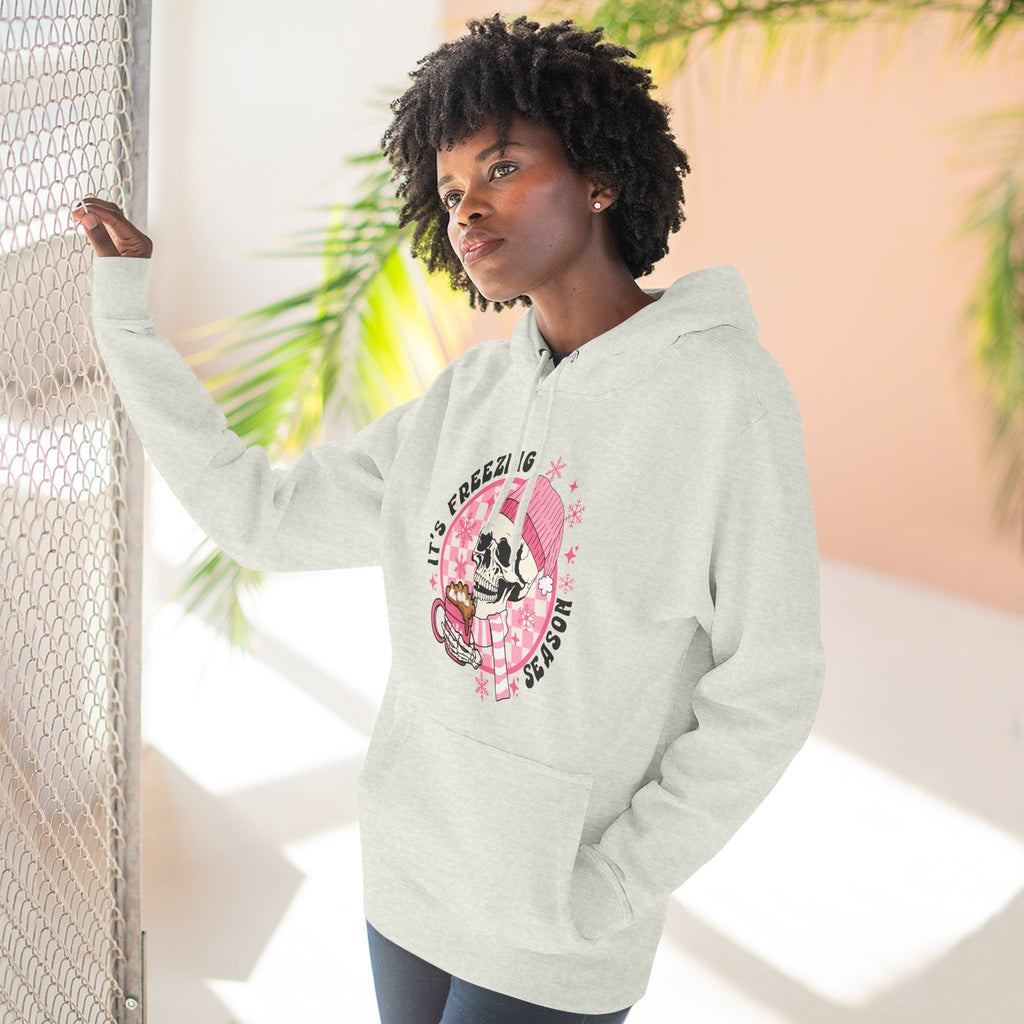 'It's Freezing Season' Hoodie with Skull & Plaid