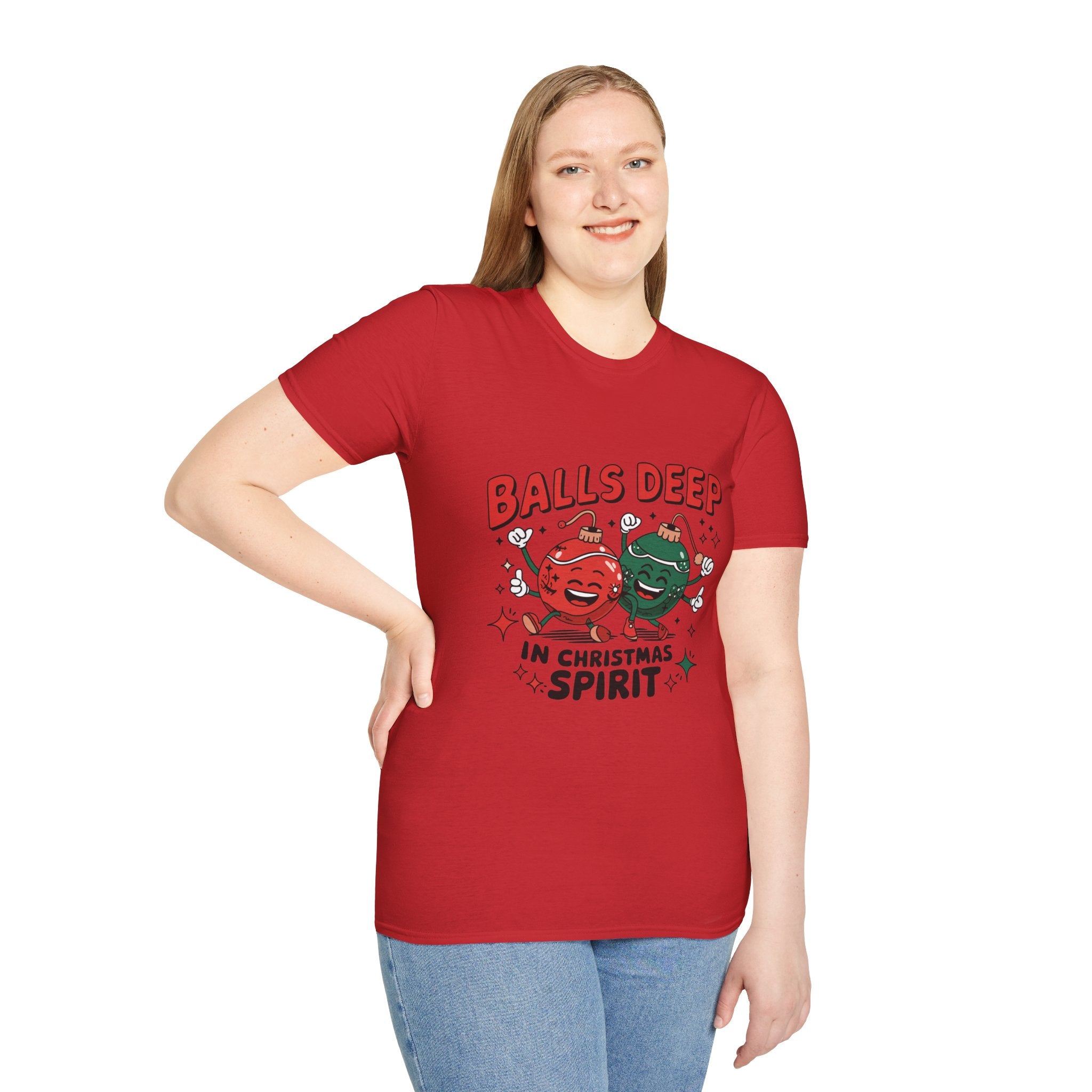 "Balls Deep in Christmas Spirit" Funny Holiday Tee
