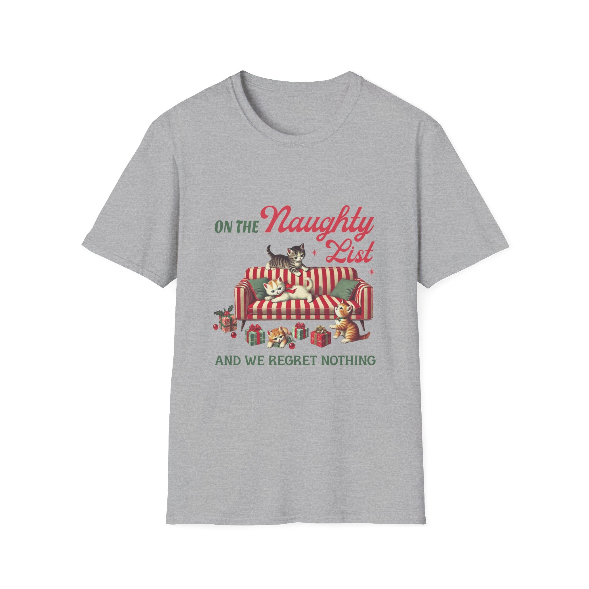 "On the Naughty List and We Regret Nothing" Holiday Cat Tee