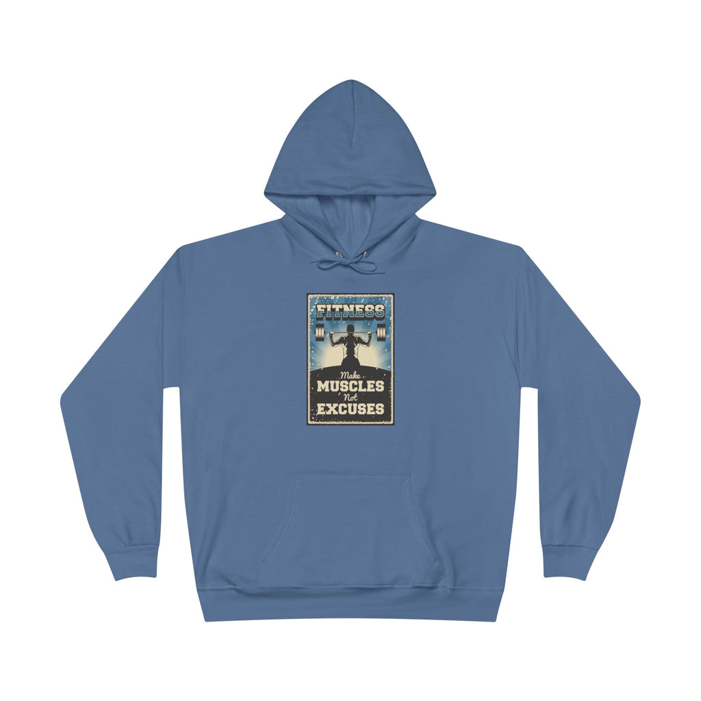 "No Muscles, No Excuses" Vintage Fitness Hoodie