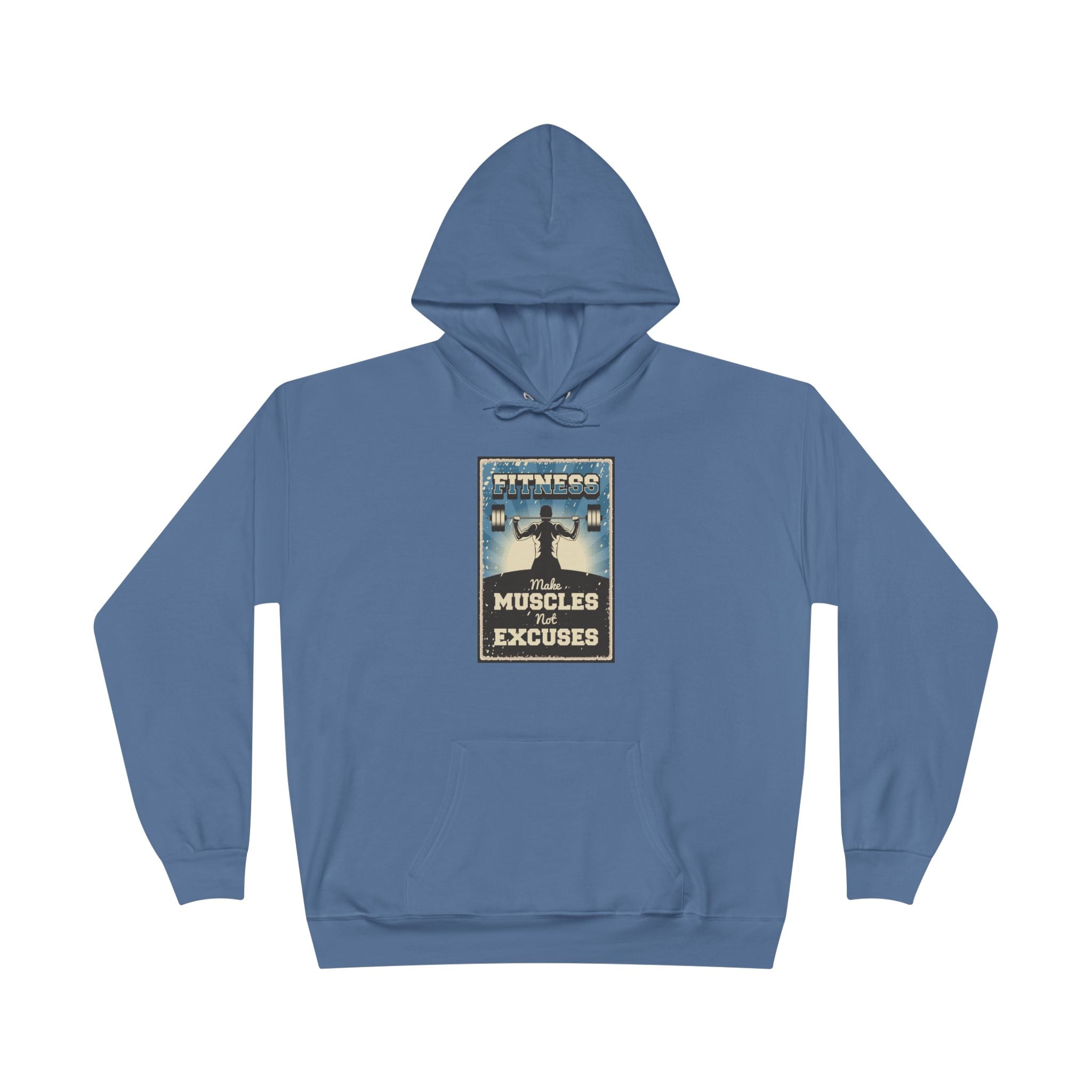 "No Muscles, No Excuses" Vintage Fitness Hoodie