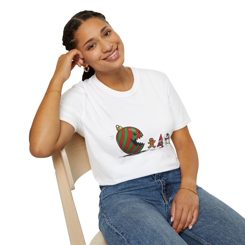 Christmas Ornament PacMan, Gnome, Gingerbread & Snowman Holiday Tee