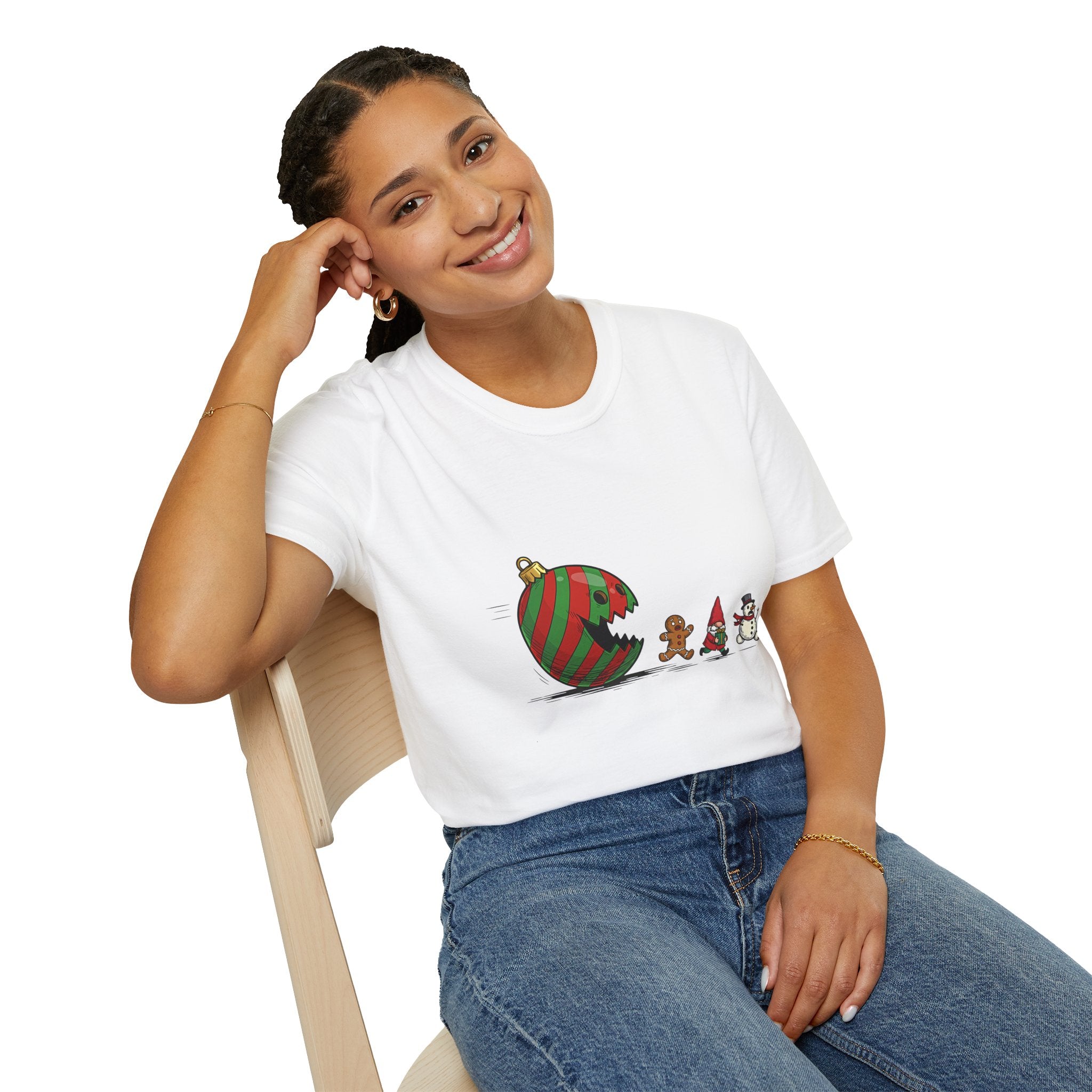 Christmas Ornament PacMan, Gnome, Gingerbread & Snowman Holiday Tee