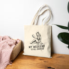 "My Weekend Is All Booked" Reading Canvas Tote