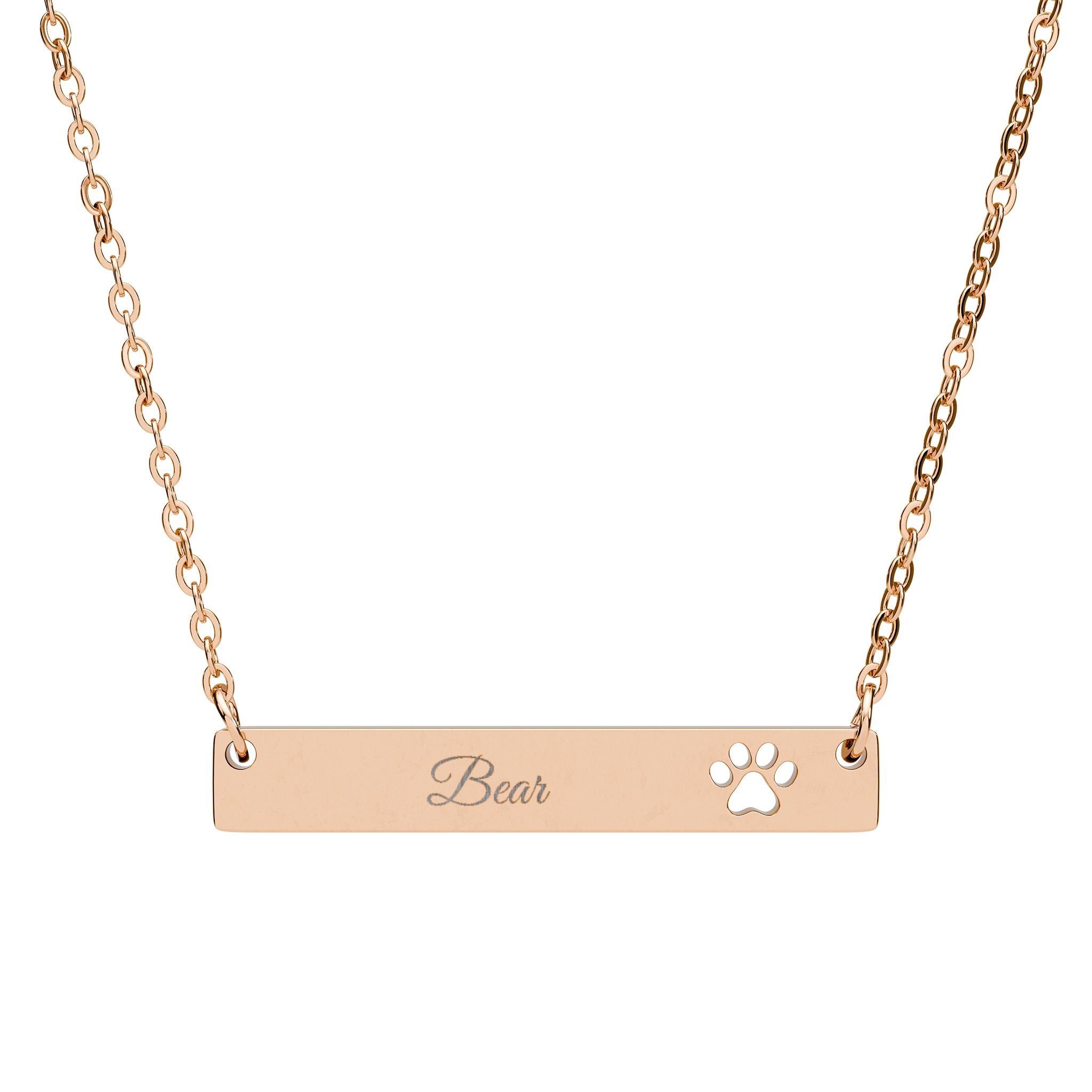 Paw Cutout Bar Necklace (Personalized & Engraved)