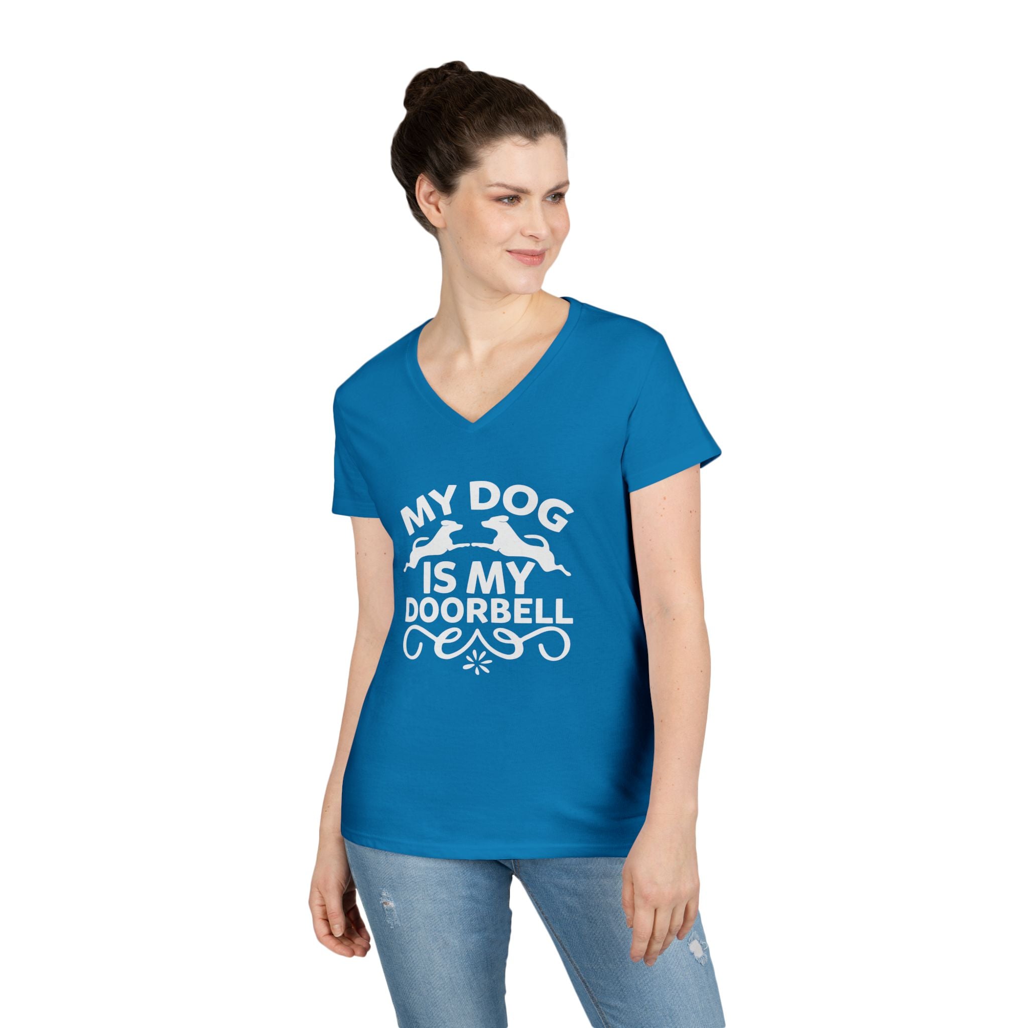 "My Dog Is My Doorbell" Women's V-Neck Tee