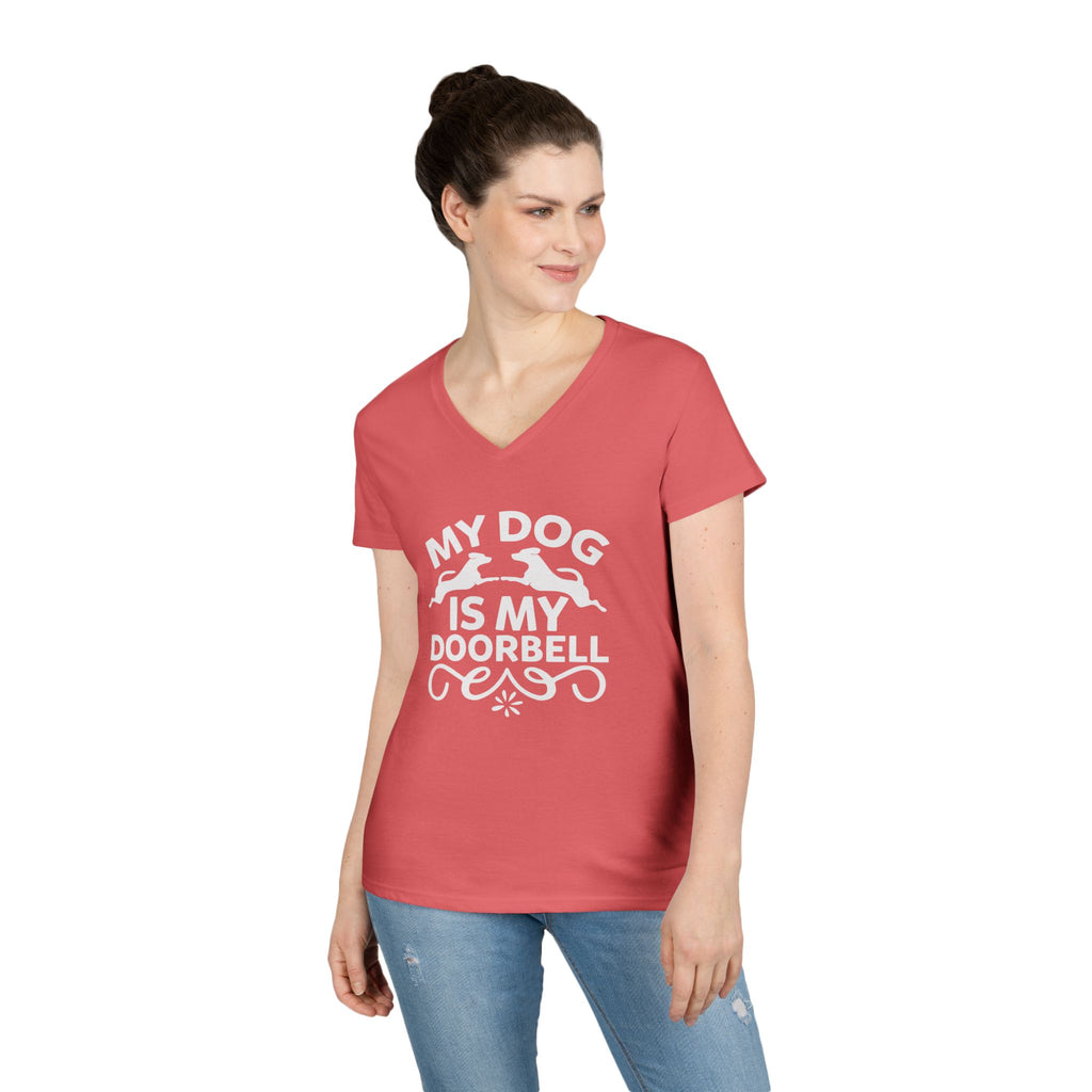 "My Dog Is My Doorbell" Women's V-Neck Tee