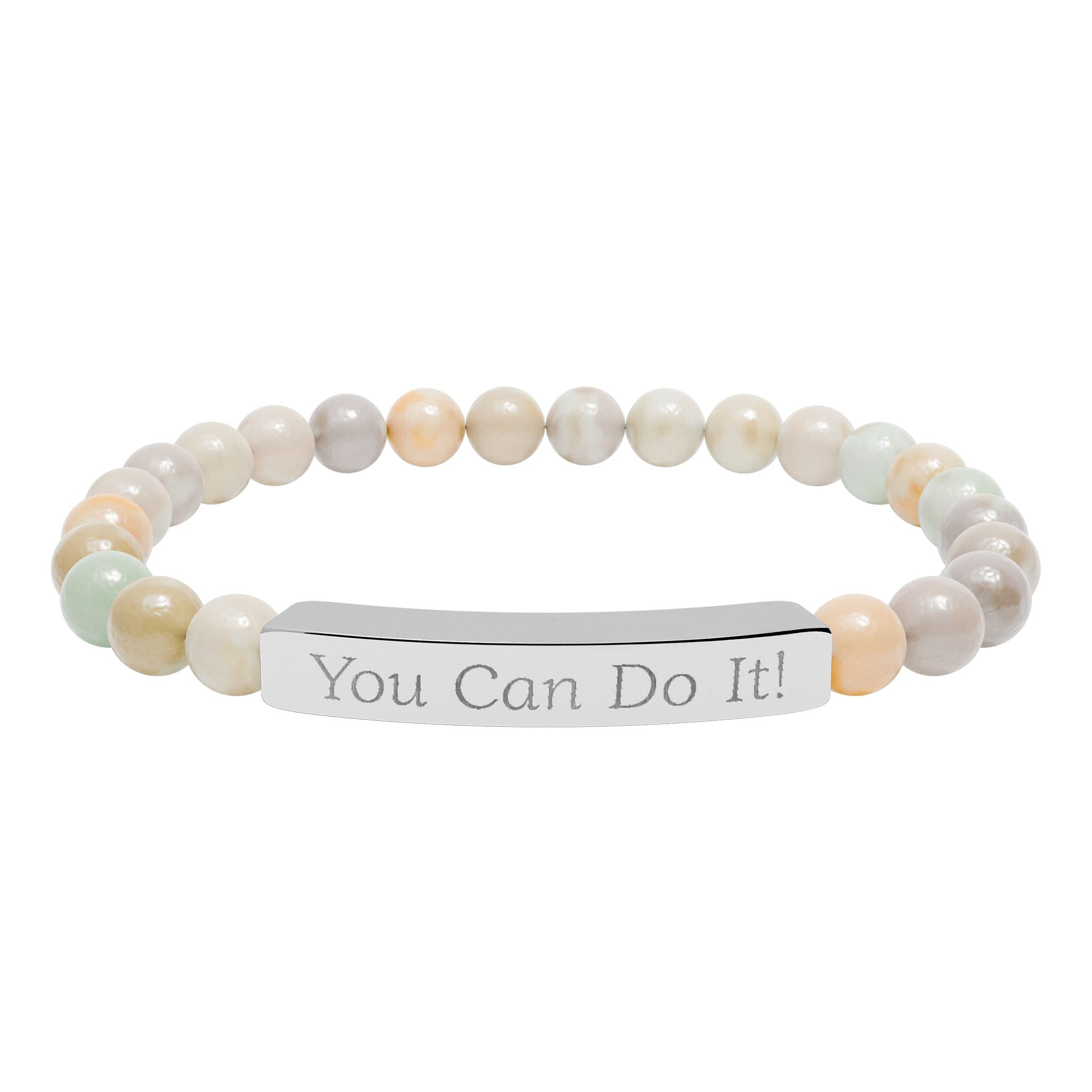 Natural Stone Stretch Bar Bracelet (Personalized & Engraved)