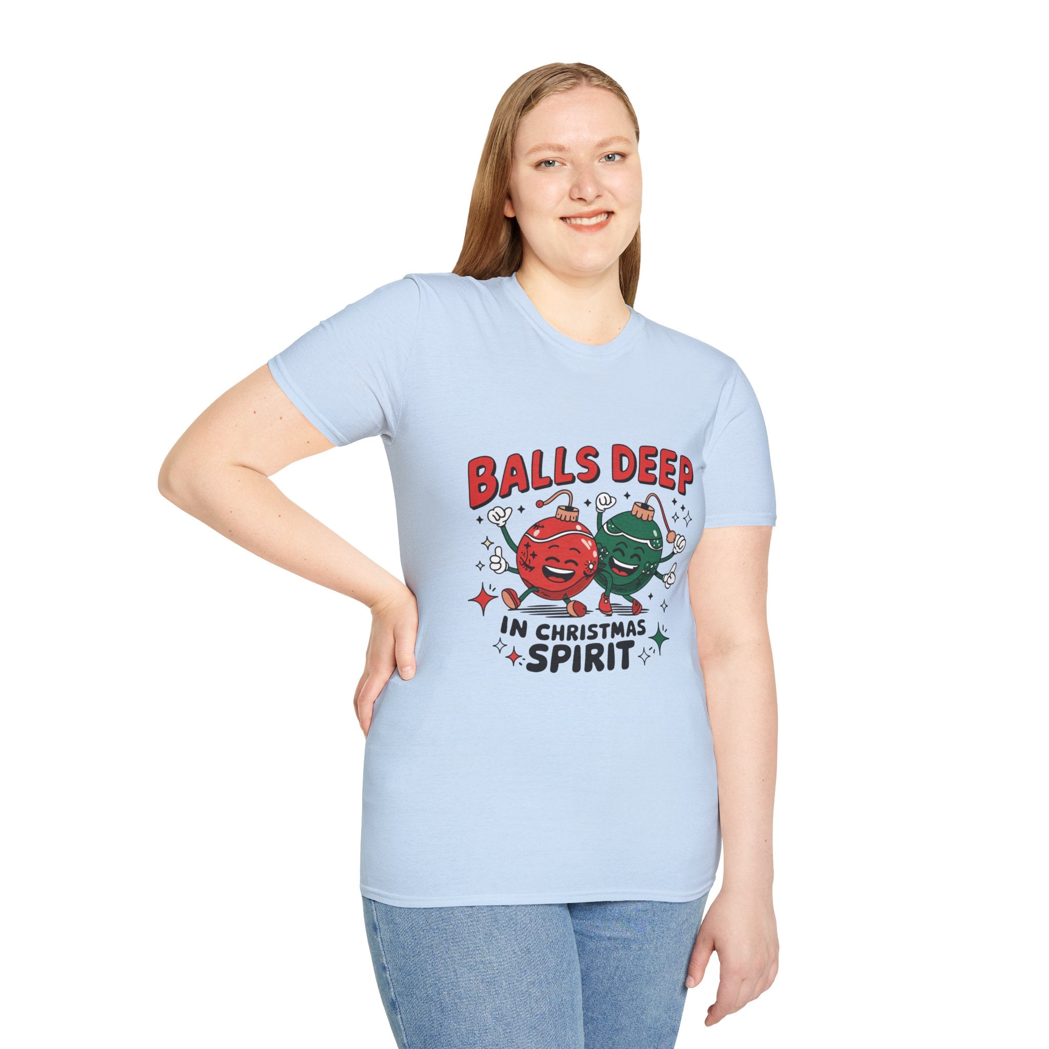 "Balls Deep in Christmas Spirit" Funny Holiday Tee