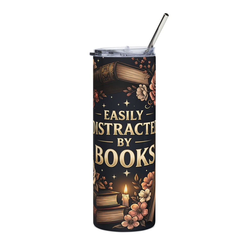 "Easily Distracted by Books" — 20oz Stainless Tumbler