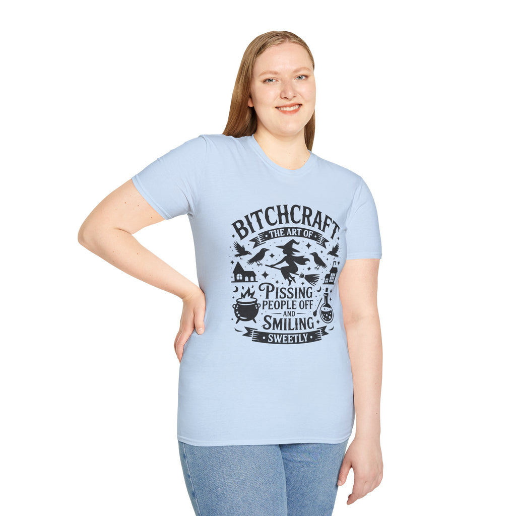 "Bitchcraft The Art of Pissing People Off and Smiling Sweetly" Witchy Tee