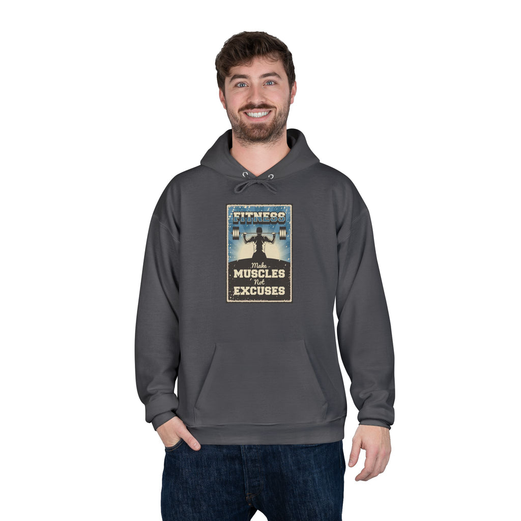 "No Muscles, No Excuses" Vintage Fitness Hoodie