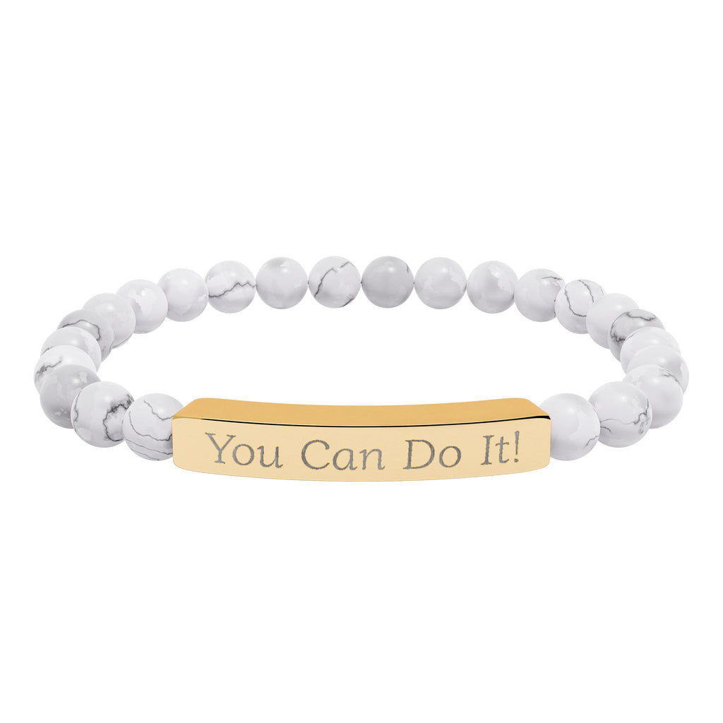 Natural Stone Stretch Bar Bracelet (Personalized & Engraved)