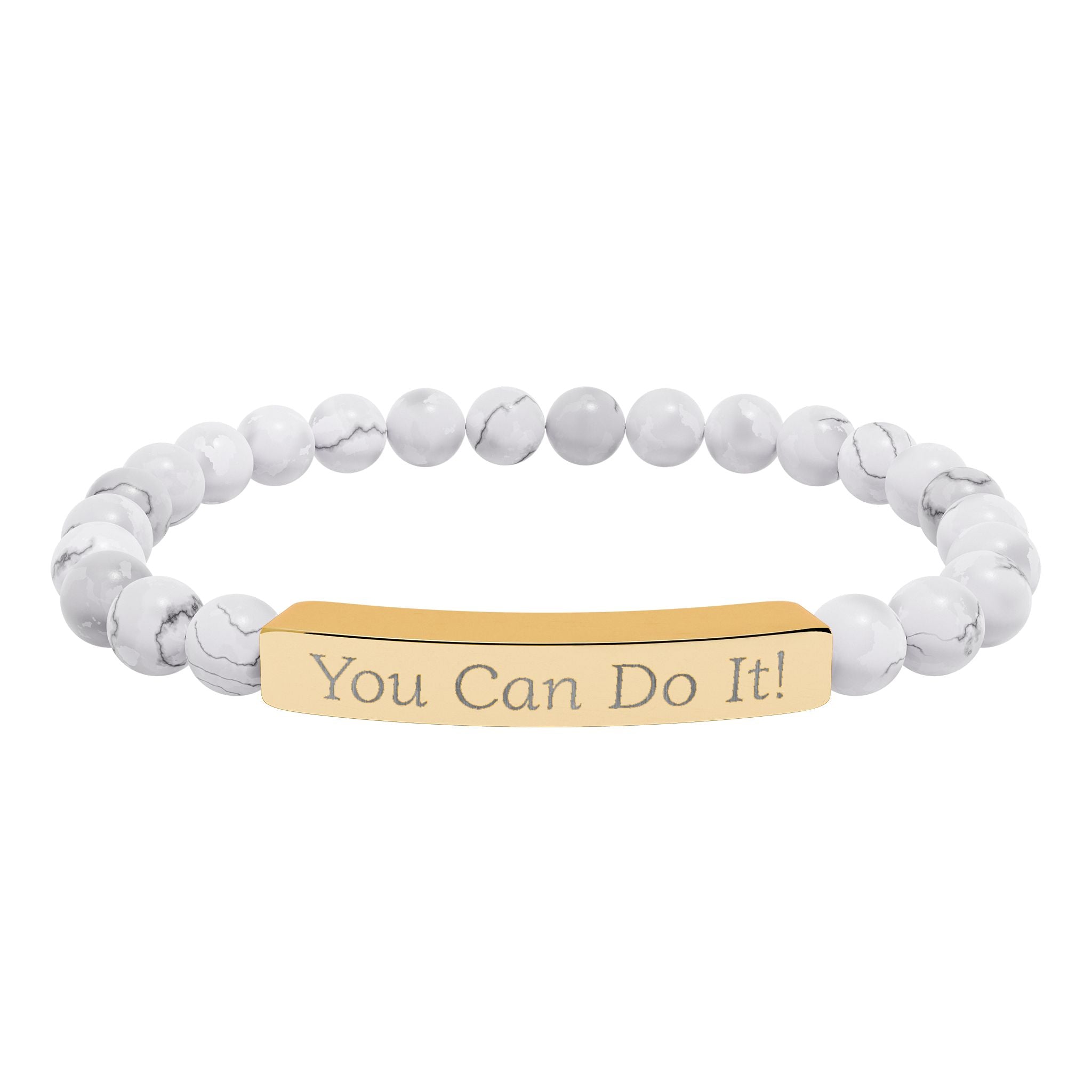 Natural Stone Stretch Bar Bracelet (Personalized & Engraved)