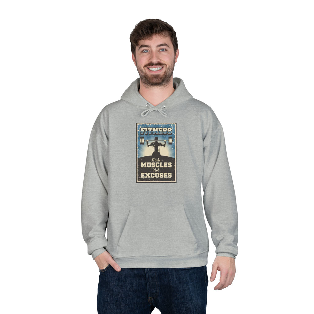 "No Muscles, No Excuses" Vintage Fitness Hoodie