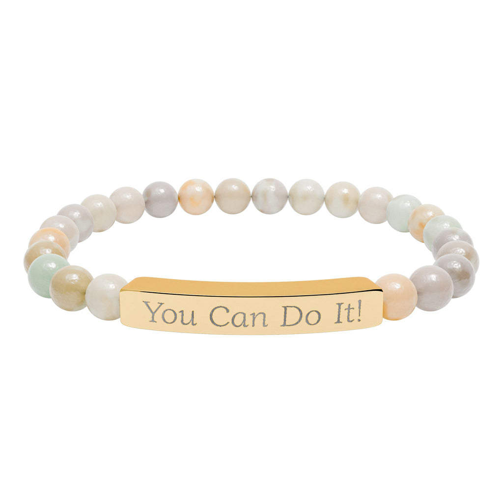 Natural Stone Stretch Bar Bracelet (Personalized & Engraved)