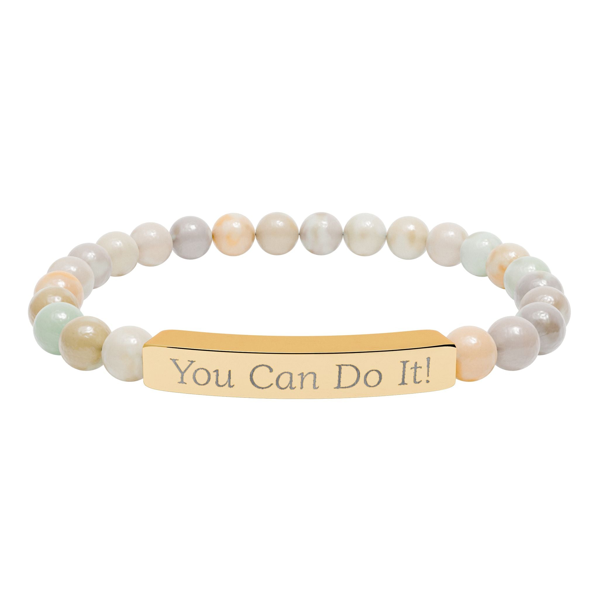 Natural Stone Stretch Bar Bracelet (Personalized & Engraved)