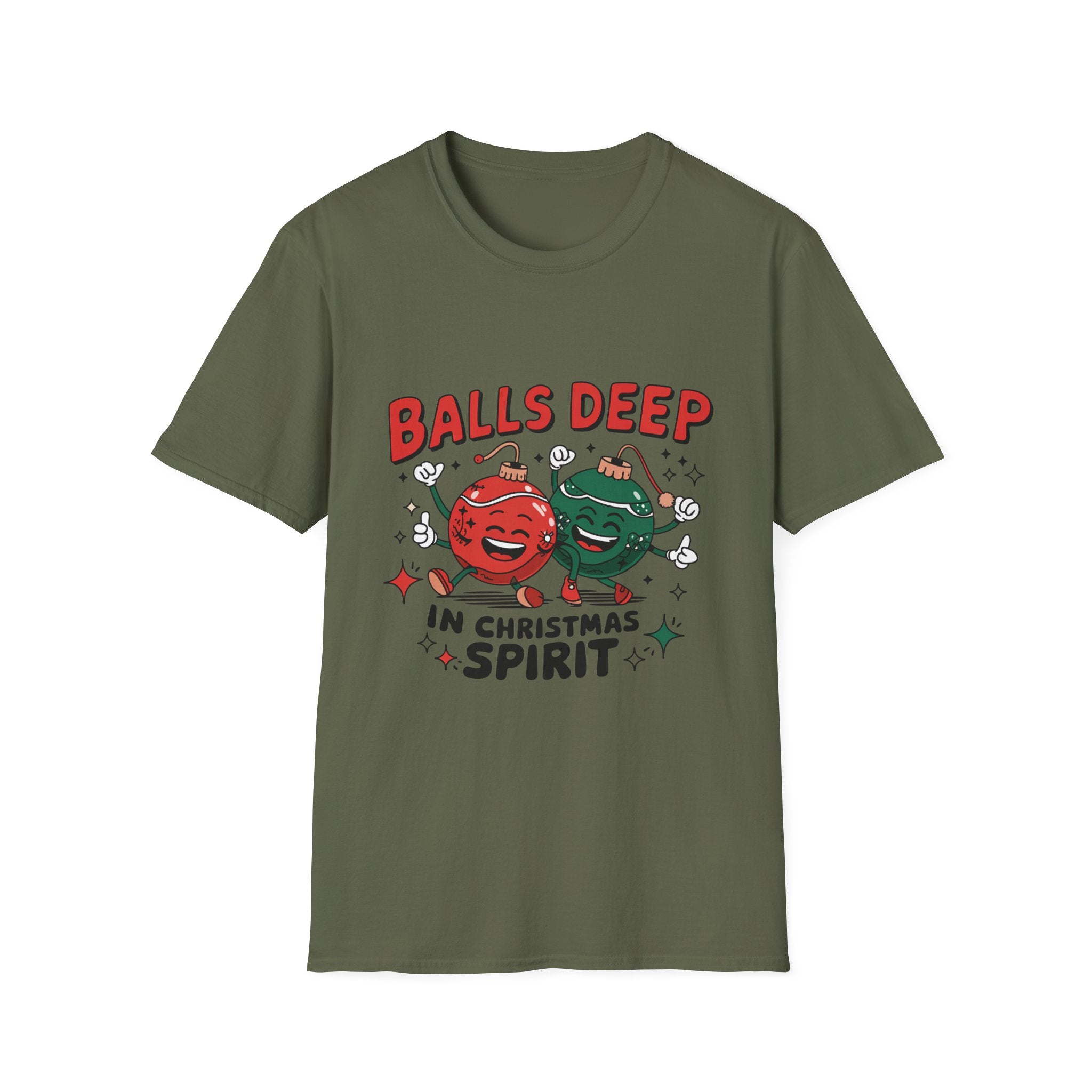 "Balls Deep in Christmas Spirit" Funny Holiday Tee