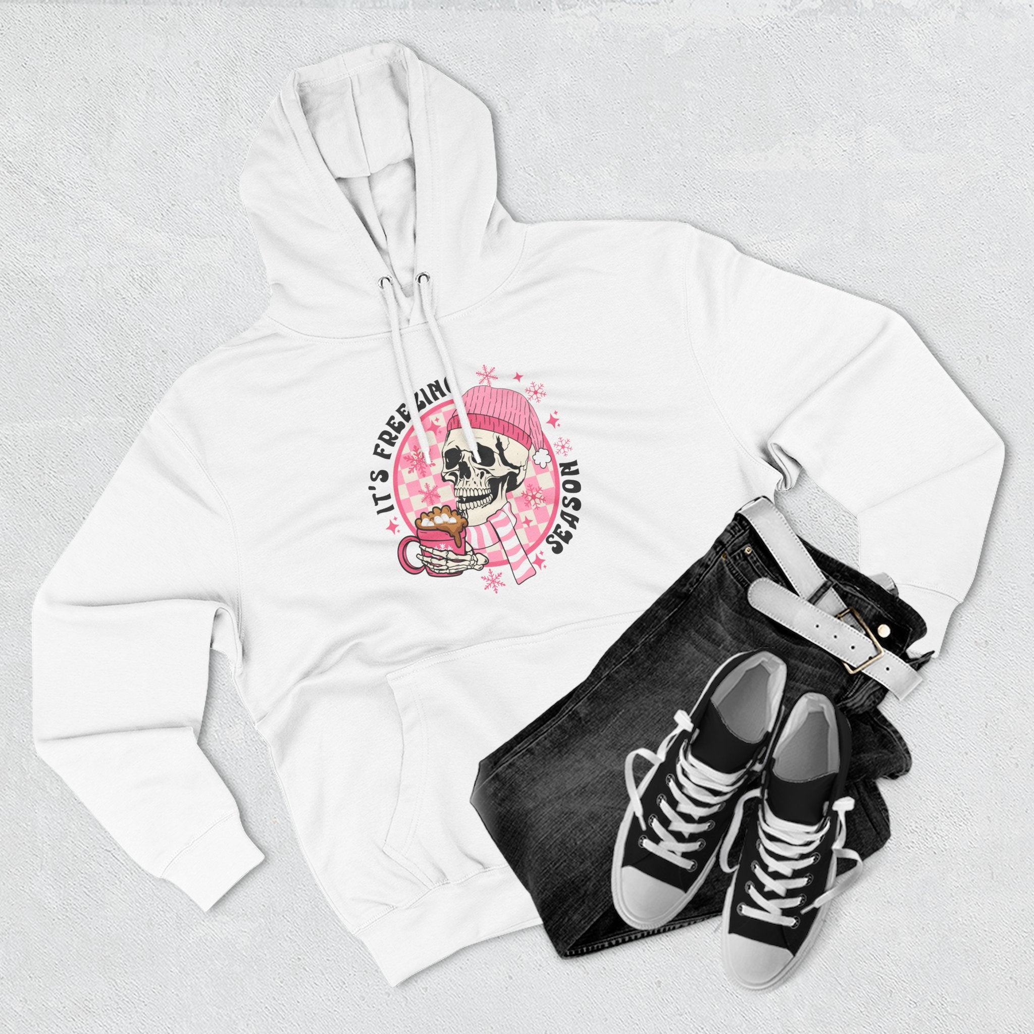 'It's Freezing Season' Hoodie with Skull & Plaid