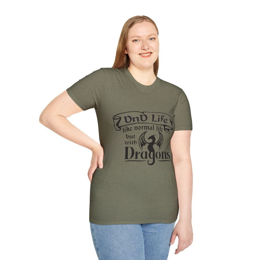 "DnD Life: Like Normal Life But With Dragons" Tee