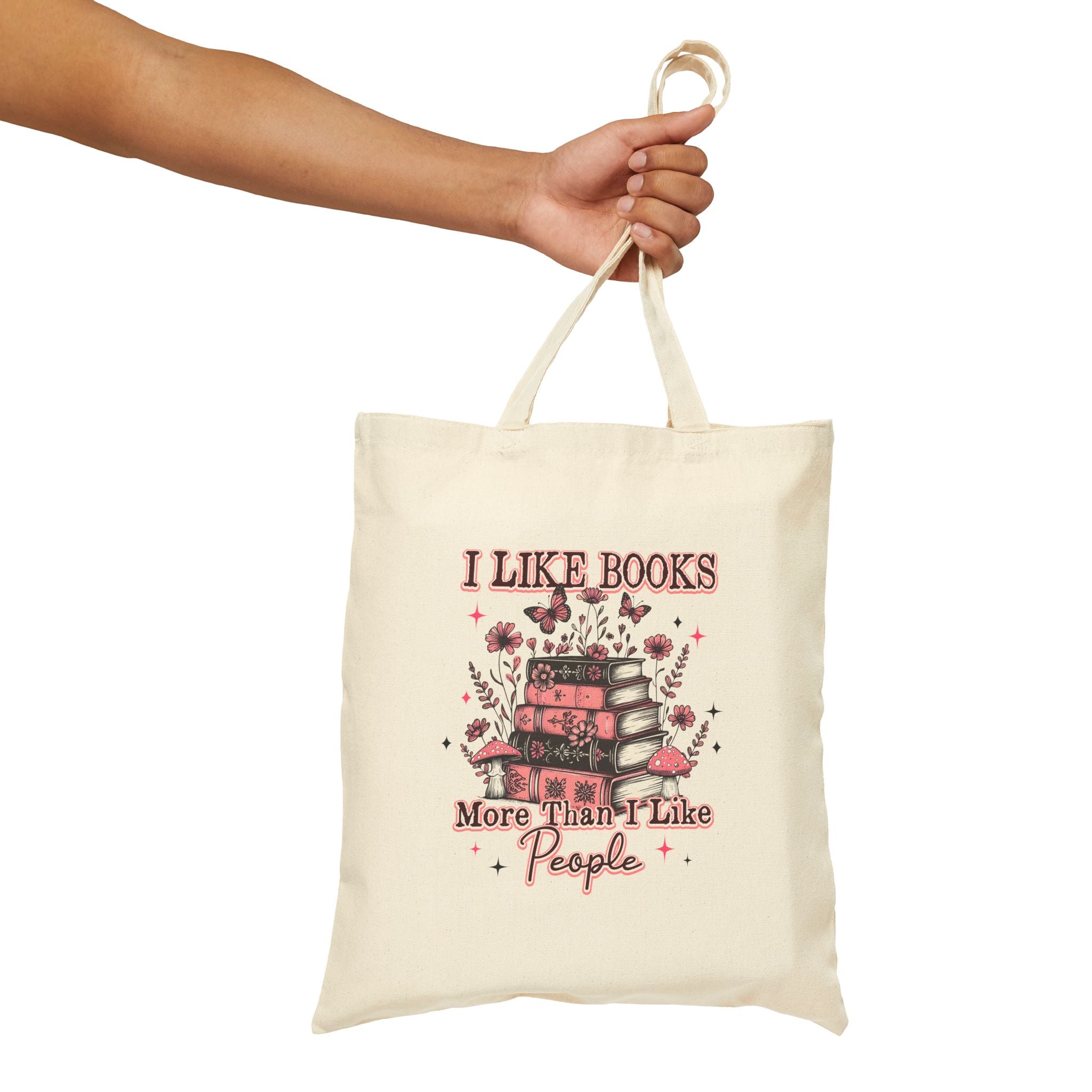 "I Like Books More Than I Like People" Book Lover Canvas Tote