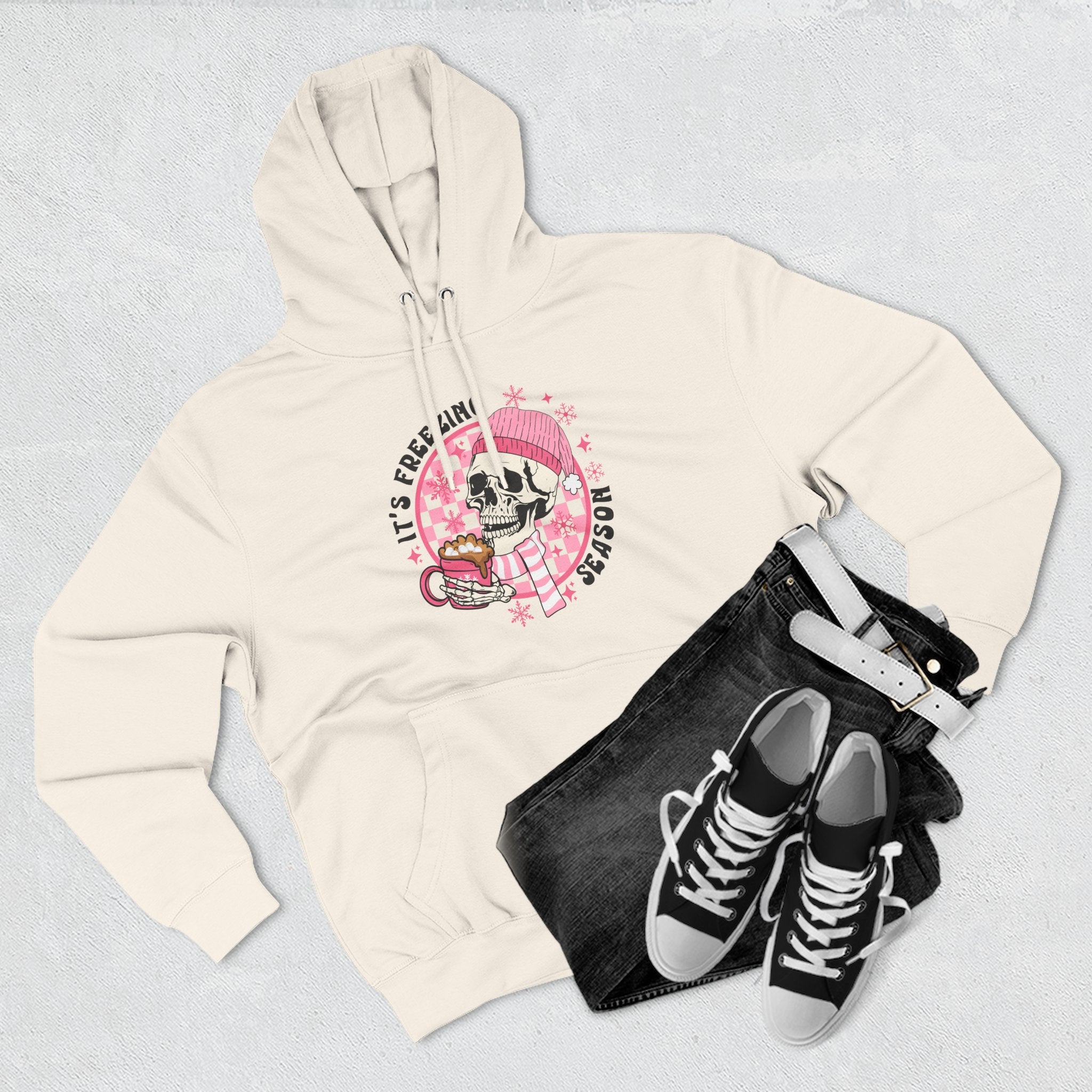 'It's Freezing Season' Hoodie with Skull & Plaid