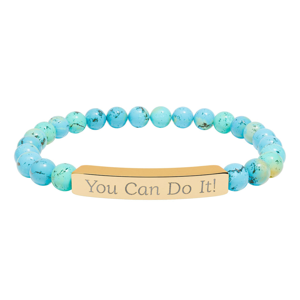 Natural Stone Stretch Bar Bracelet (Personalized & Engraved)