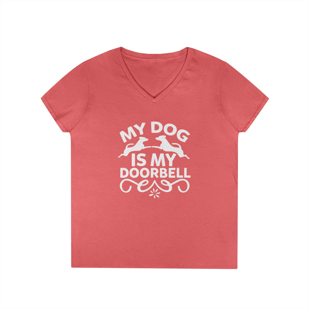 "My Dog Is My Doorbell" Women's V-Neck Tee