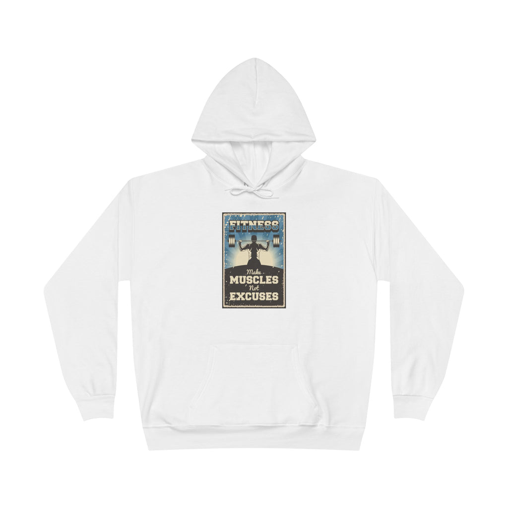 "No Muscles, No Excuses" Vintage Fitness Hoodie