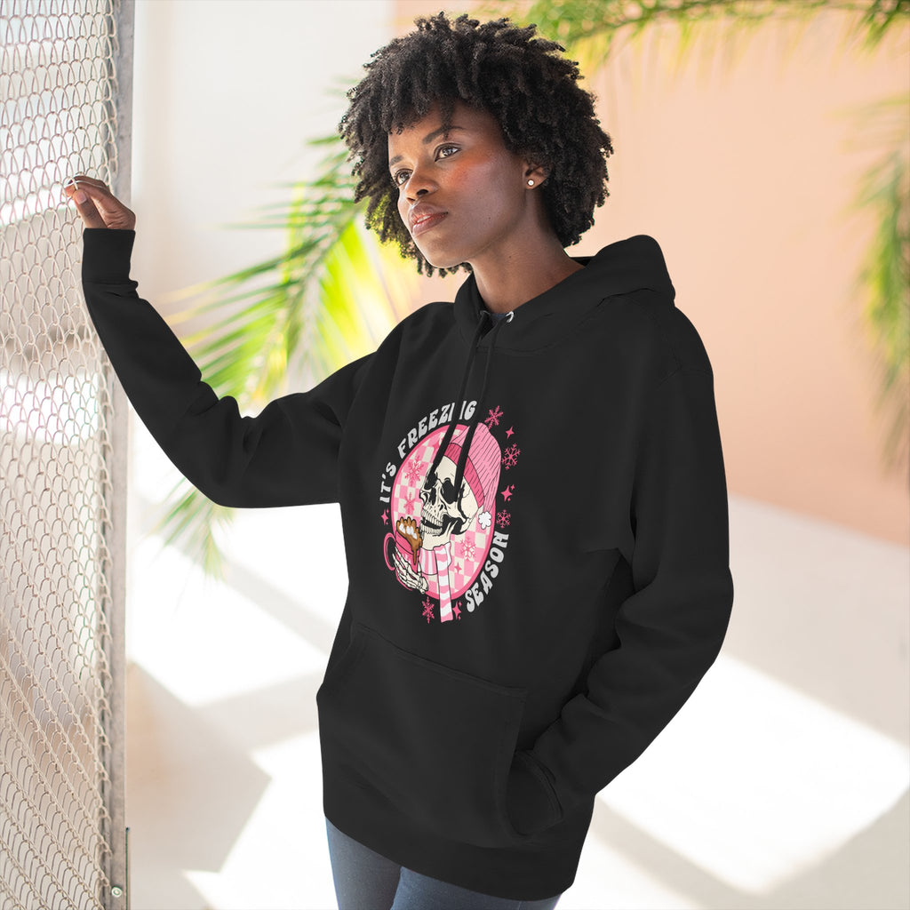 'It's Freezing Season' Hoodie with Skull & Plaid