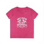 "My Dog Is My Doorbell" Women's V-Neck Tee