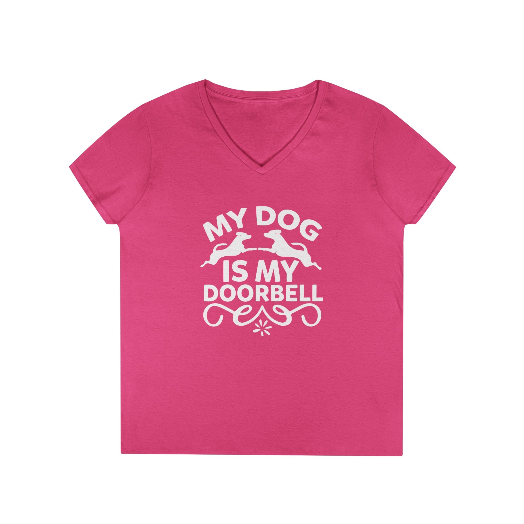 "My Dog Is My Doorbell" Women's V-Neck Tee