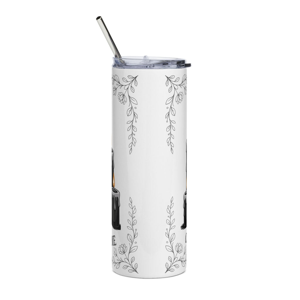 "Living My Best Life One Dark Book At A Time" Gothic Skull & Roses — 20oz Stainless Tumbler