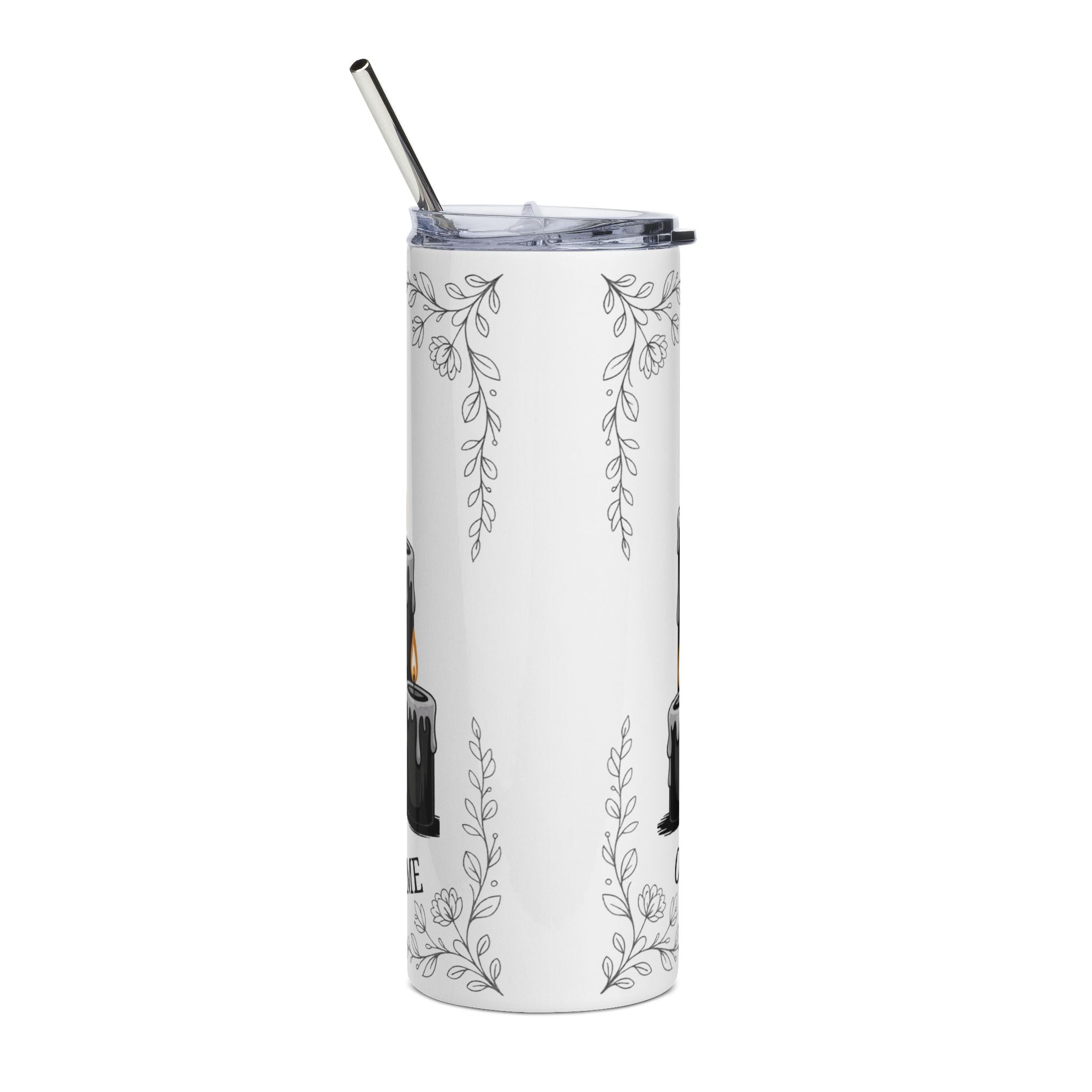 "Living My Best Life One Dark Book At A Time" Gothic Skull & Roses — 20oz Stainless Tumbler