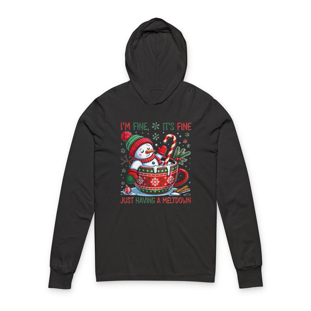 Festive Snowman Meltdown Long Sleeve Tee with Hood