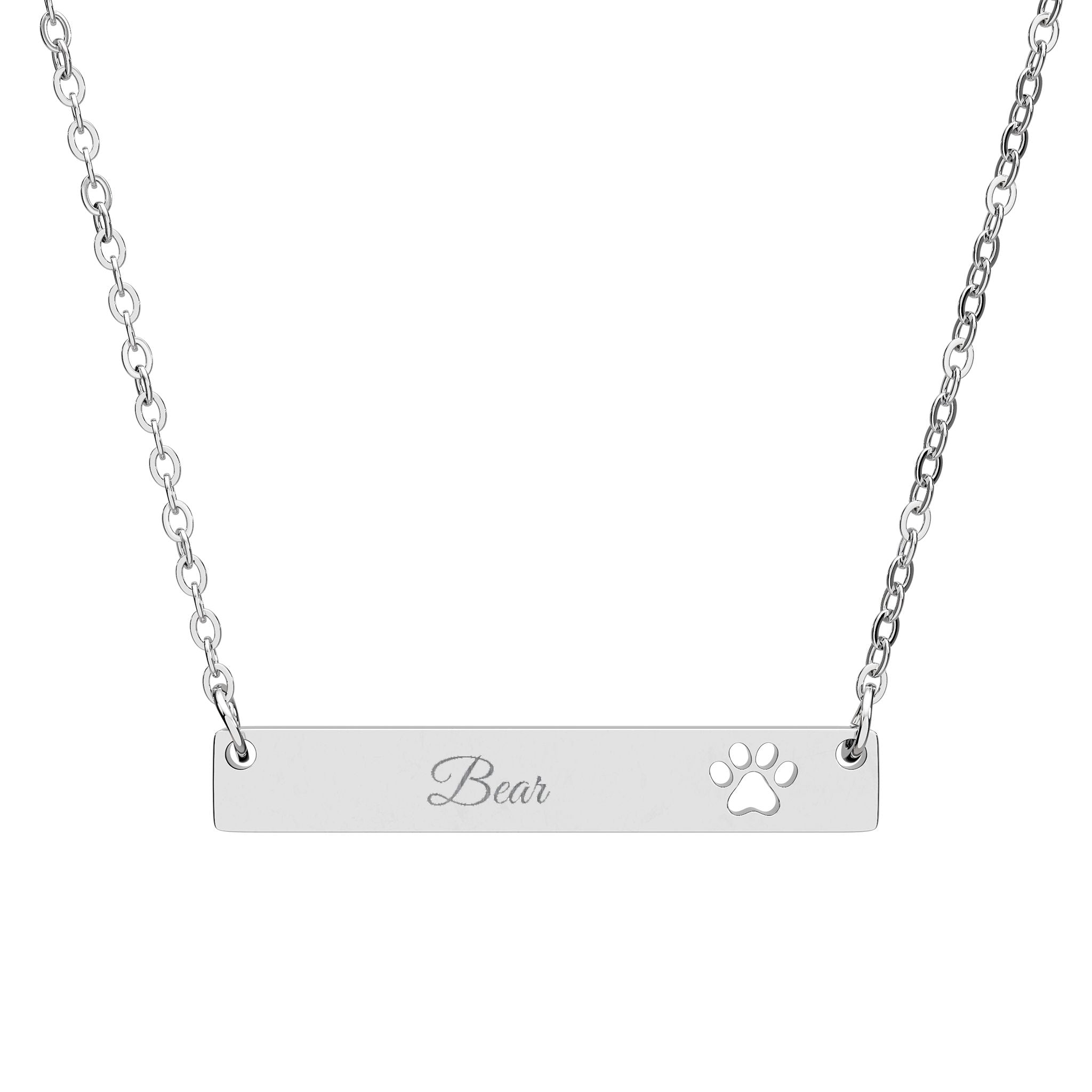 Paw Cutout Bar Necklace (Personalized & Engraved)