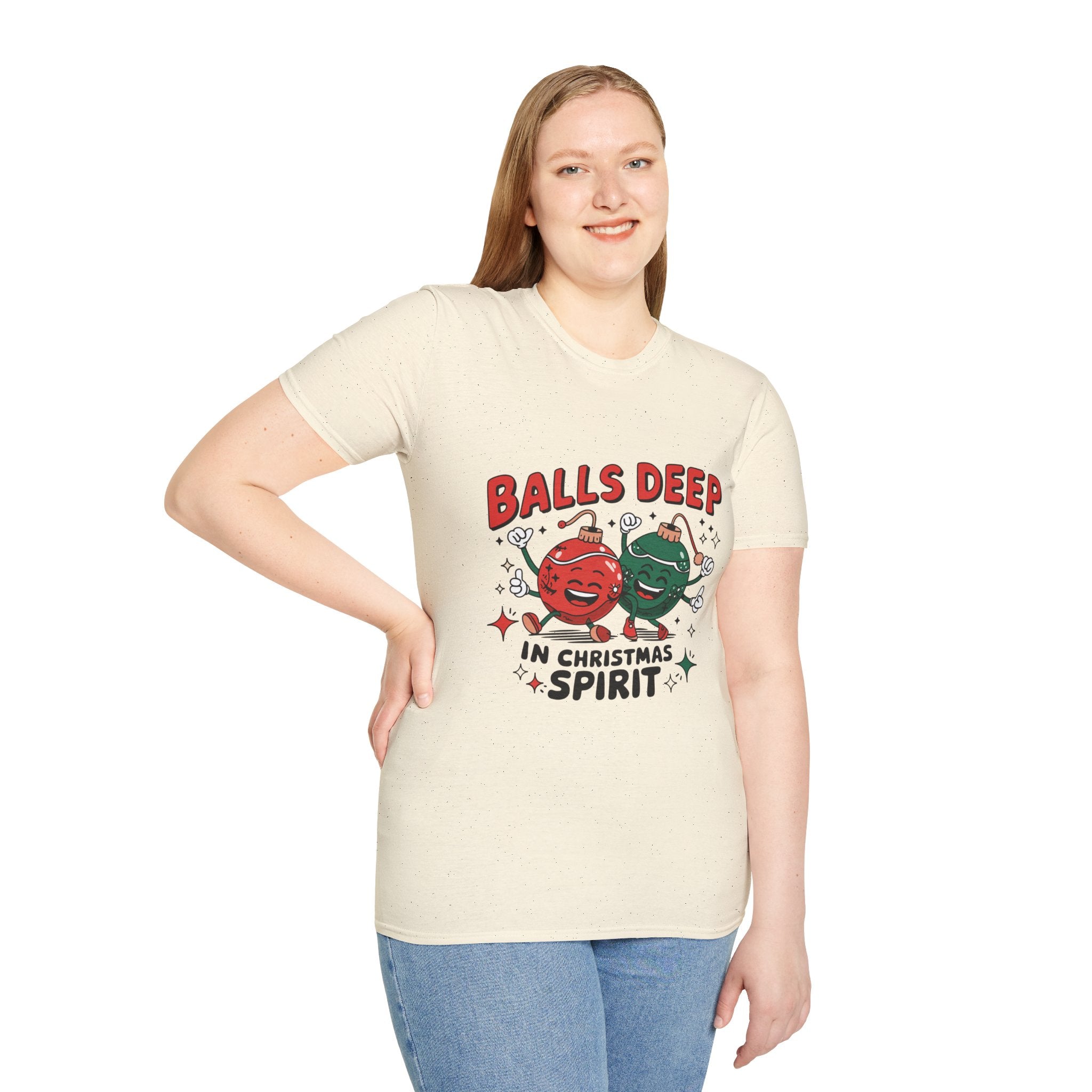 "Balls Deep in Christmas Spirit" Funny Holiday Tee