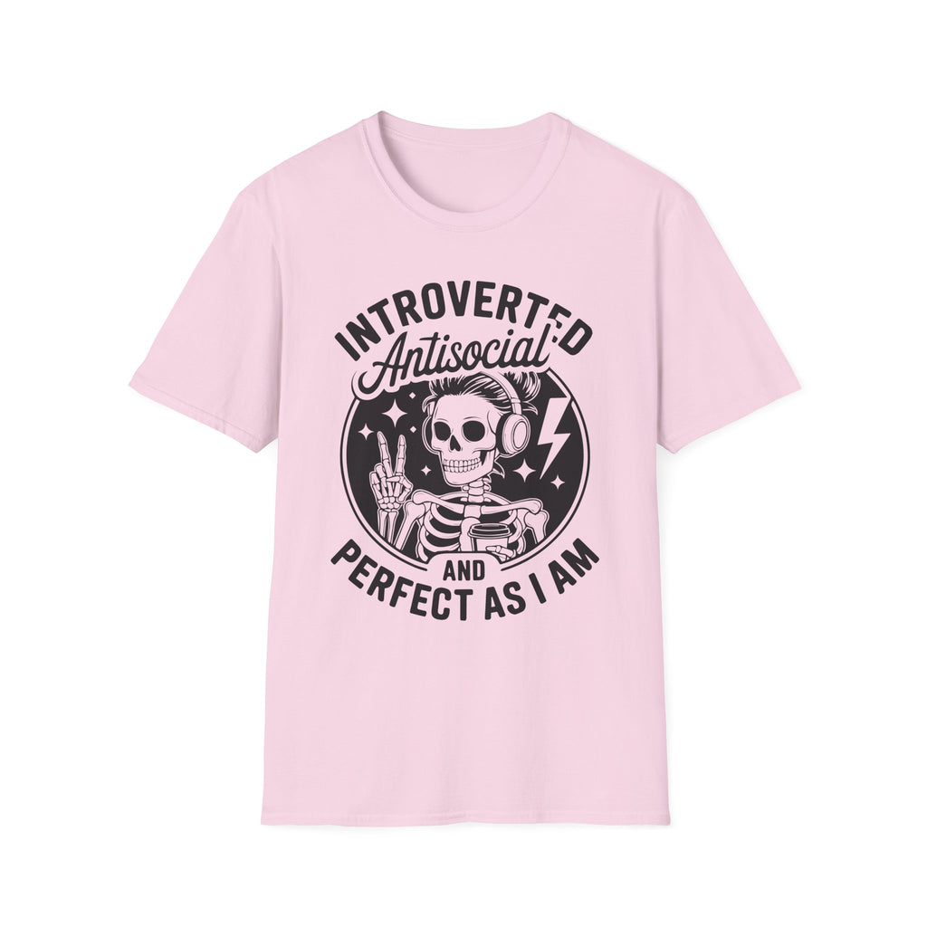 Introverted Antisocial T-Shirt — "Perfect As I Am" Skull Graphic Tee