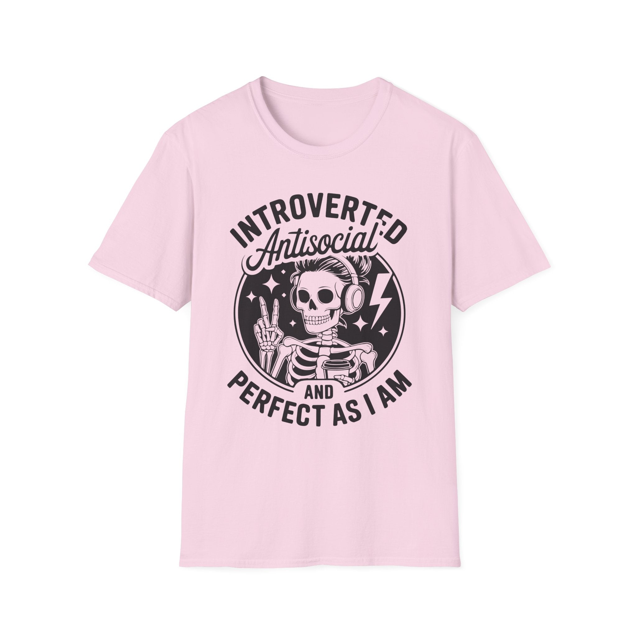 Introverted Antisocial T-Shirt — "Perfect As I Am" Skull Graphic Tee